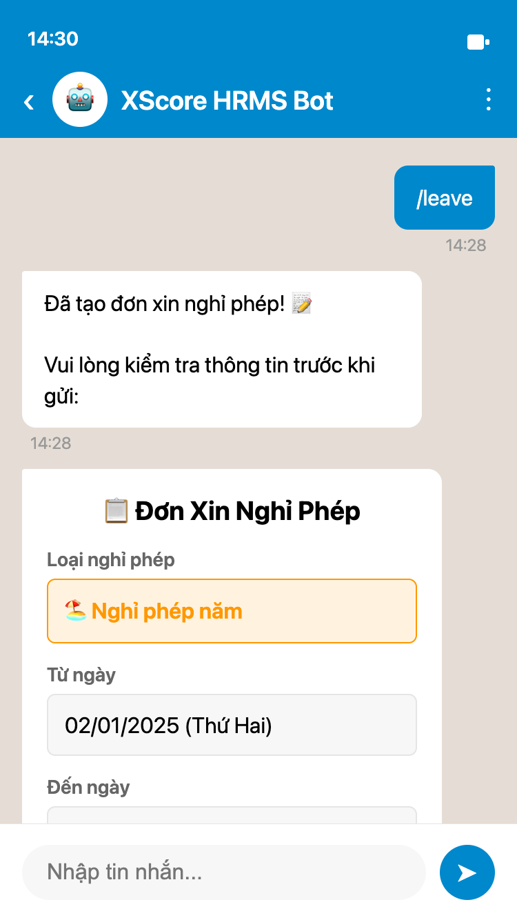 4. Xin nghỉ phép - Chọn ngày bắt đầu + kết thúc